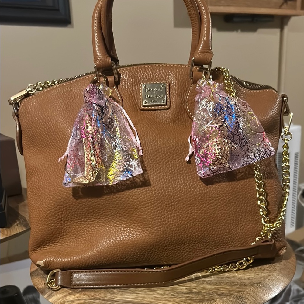 Dooney & Bourke Brown Leather Satchel with Gold Hardware